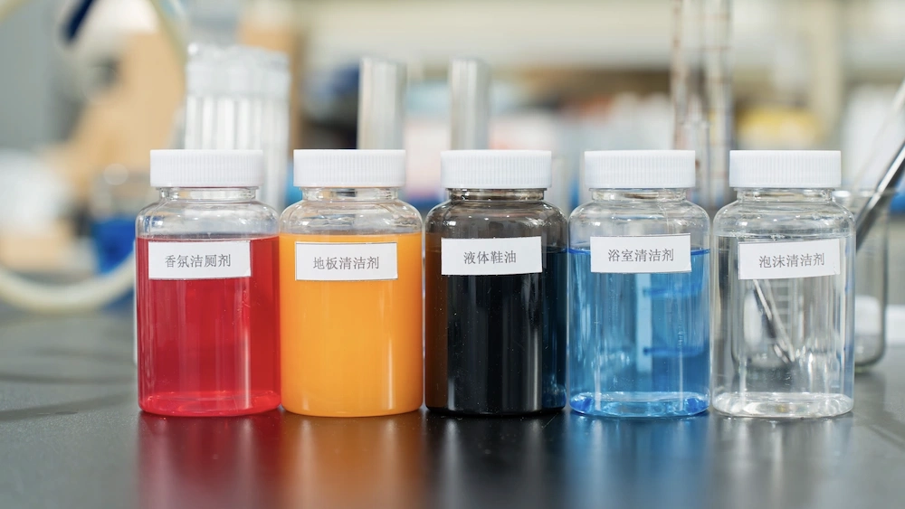 BIKI different formula samples displayed on lab table BIKI different formula samples displayed on lab table